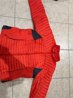 Eddie Bauer Red Quilted Jacket with Black Trim